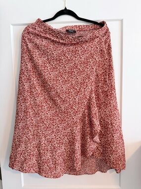 Wishlist Rust Red Floral A-Line Skirt